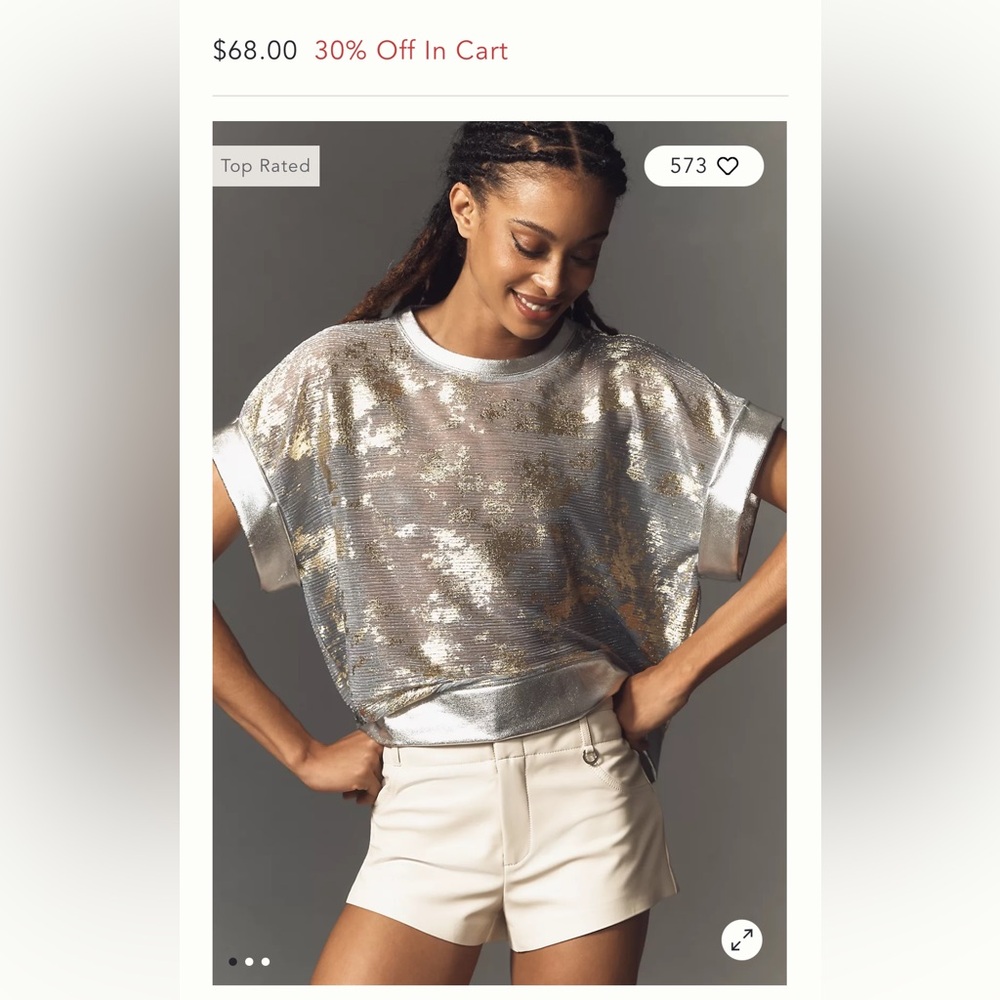 Pilcro Silver and Gold Metallic Top size xxs